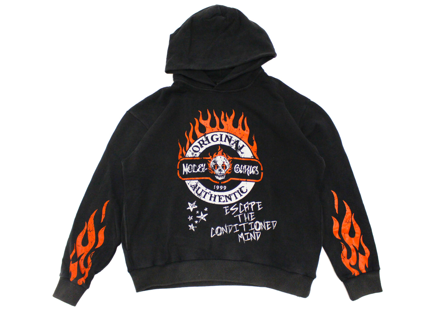 Authentic Flames - Vintage Black Hoodie