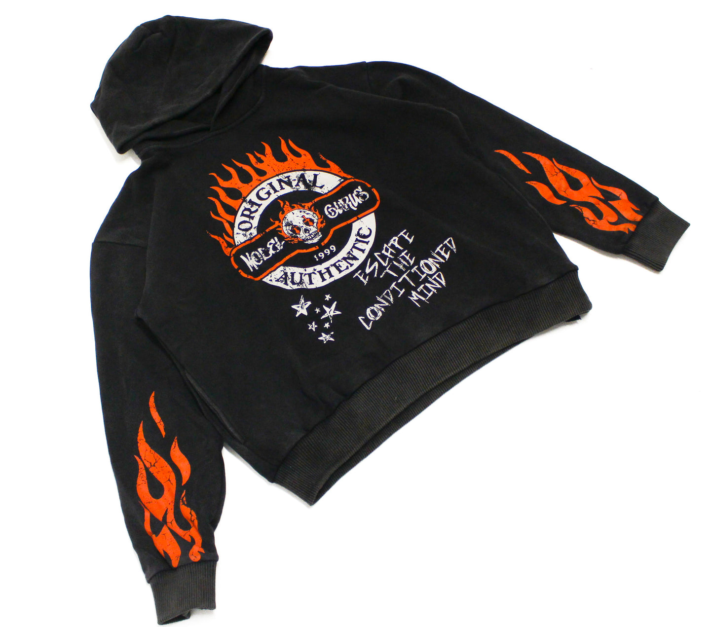 Authentic Flames - Vintage Black Hoodie