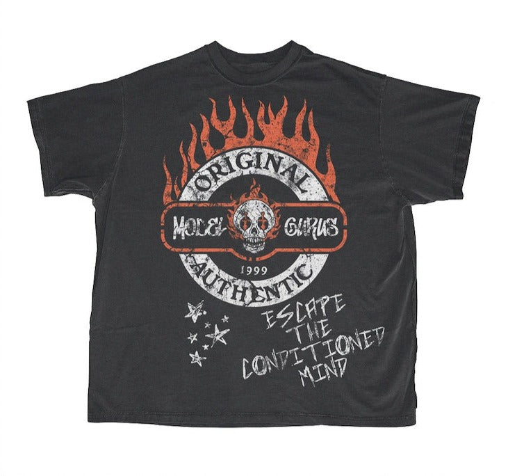 Authentic Flames - Vintage Grey Tee